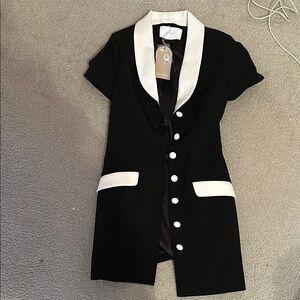 Meshki Black and White Button-Up Dress